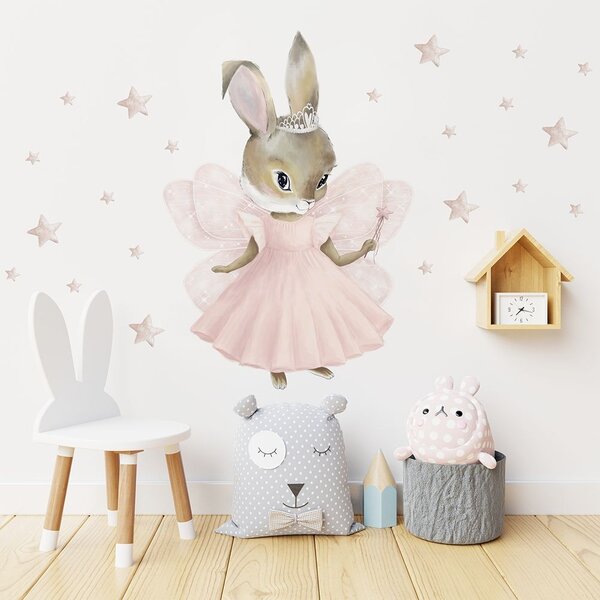 Detská nálepka na stenu Pastel bunnies - zajačik víla Rozmery: L
