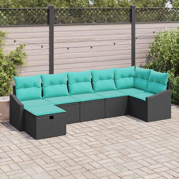 Maison Exclusive - Sedacia súprava s vankúšmi s úložným priestorom Čierna Poly-rattan