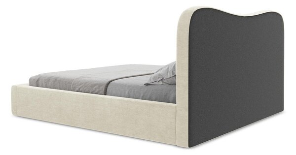 Béžová čalúnená dvojlôžková posteľ s úložným priestorom s roštom 140x200 cm Kahai – Makamii