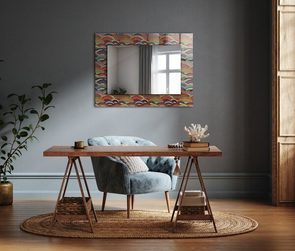 Zrkadlomat.sk Zrkadlo s potlačeným rámom Zrkadlo s potlačeným rámom Farebné oblúky Vlny lpp-00020876