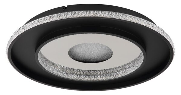 GLOBO 48041D MARSH stropné svietidlo D525mm LED 30W 3737/1362lm 2700-6500K čierna, krištáľový efekt, časovač, diaľkový ovládač