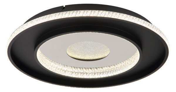 GLOBO 48041D MARSH stropné svietidlo D525mm LED 30W 3737/1362lm 2700-6500K čierna, krištáľový efekt, časovač, diaľkový ovládač