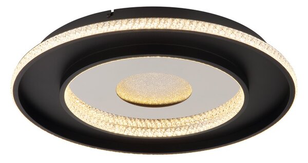 GLOBO 48041D MARSH stropné svietidlo D525mm LED 30W 3737/1362lm 2700-6500K čierna, krištáľový efekt, časovač, diaľkový ovládač