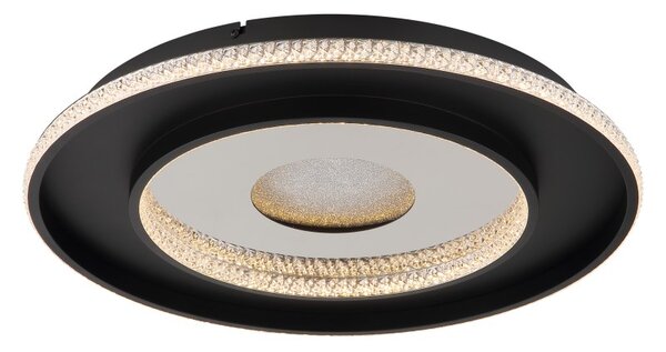 GLOBO 48041D MARSH stropné svietidlo D525mm LED 30W 3737/1362lm 2700-6500K čierna, krištáľový efekt, časovač, diaľkový ovládač