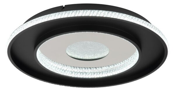 GLOBO 48041D MARSH stropné svietidlo D525mm LED 30W 3737/1362lm 2700-6500K čierna, krištáľový efekt, časovač, diaľkový ovládač