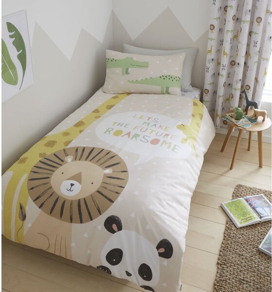 Svetlohnedé detské obliečky do postieľky 120x150 cm Roarsome Animals – Catherine Lansfield