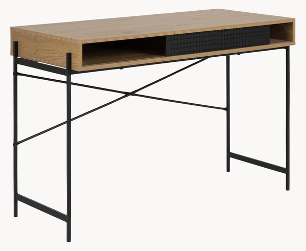 Úzky pracovný stôl z dubovej dyhy Angus