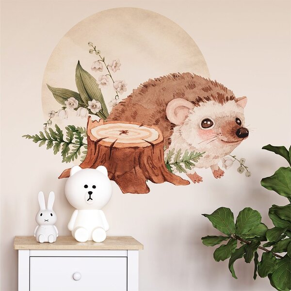 Detská nálepka na stenu Animals from the magical forest - ježko Rozmery: 98 x 75 cm