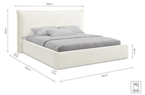 Tmavosivá čalúnená dvojlôžková posteľ s úložným priestorom s roštom 180x200 cm Esala – Makamii