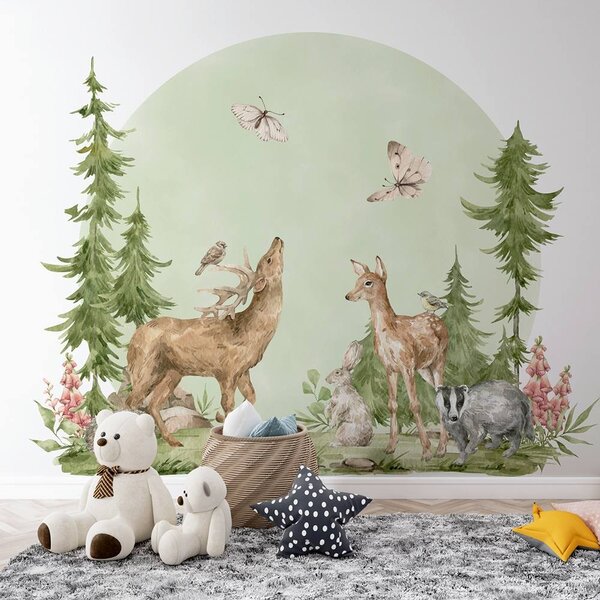 Detská nálepka na stenu Inhabitants of the forest - jeleň a srnka Rozmery: 95 x 73 cm