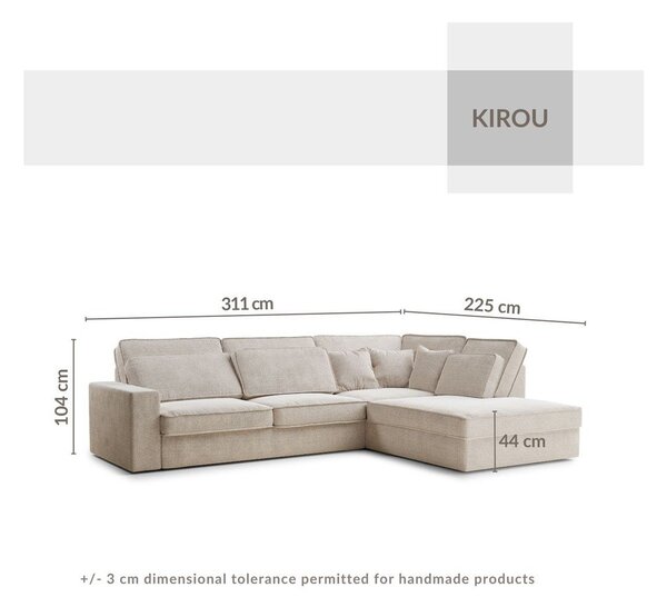 Sivobéžová ženilková rohová pohovka (pravý roh/do L) Kirou – Maison de Rêve