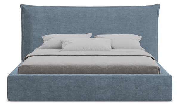 Modrá čalúnená dvojlôžková posteľ s úložným priestorom s roštom 180x200 cm Esala – Makamii