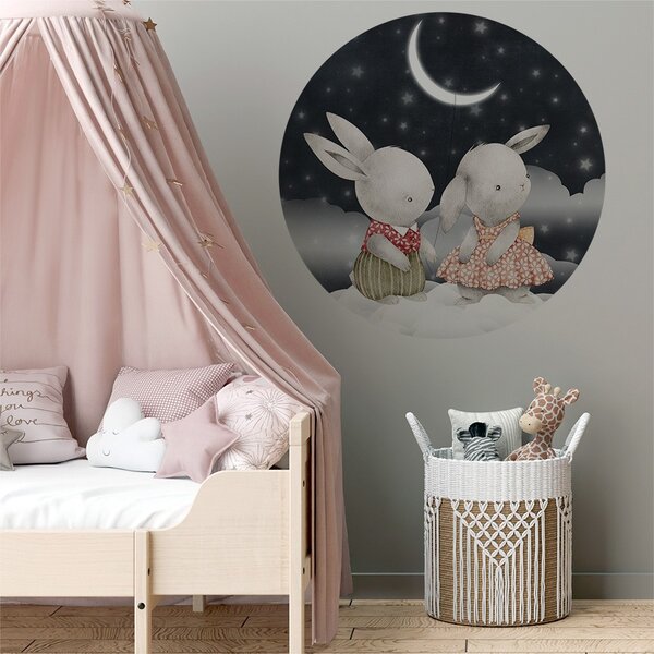 Detská nálepka na stenu Dreamland - zajačiky a mesiac Rozmery: 70 x 70 cm