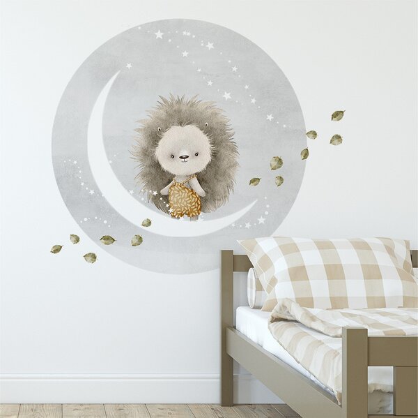 Detská nálepka na stenu Dreamland - ježko na mesiaci Rozmery: 70 x 60 cm