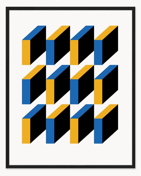 Nástenná dekorácia v ráme Bauhaus Abstract Squares