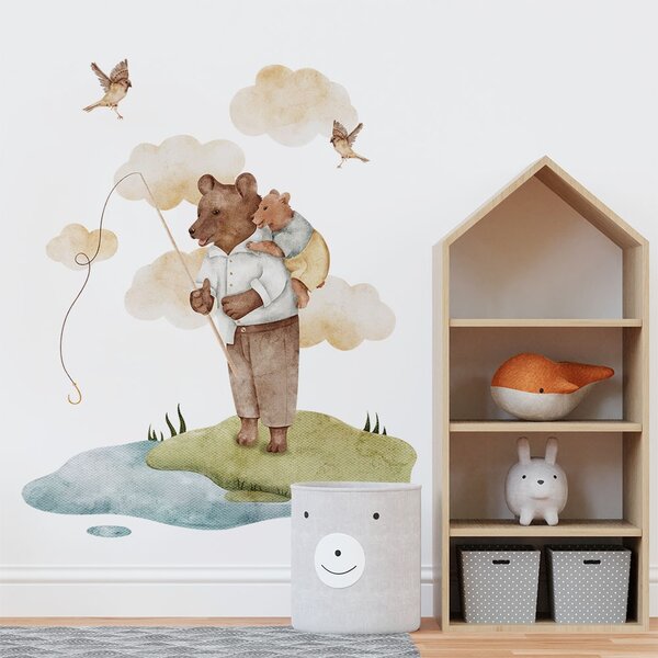 Detská nálepka na stenu Magical animals - medvedíky a vtáčiky Rozmery: 115 x 95 cm