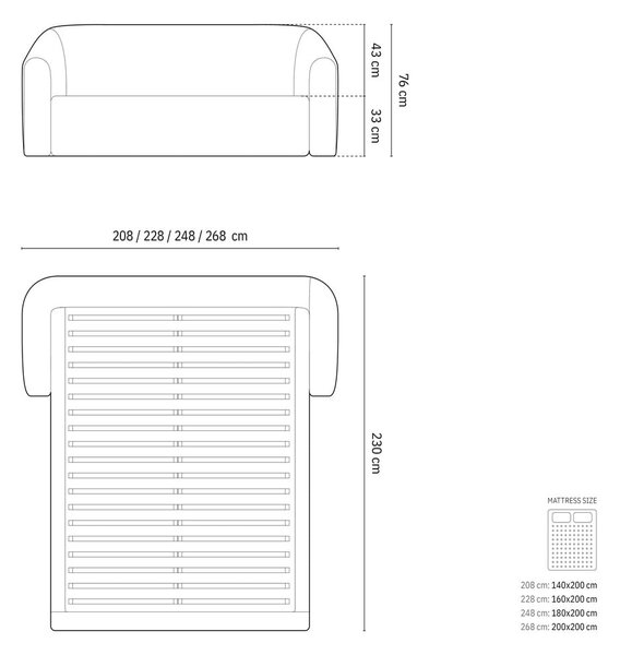 Svetlohnedá čalúnená dvojlôžková posteľ s úložným priestorom s roštom 180x200 cm Campi – Cosmopolitan Design