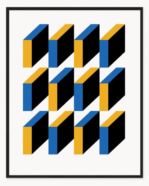 Nástenná dekorácia v ráme Bauhaus Abstract Squares