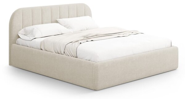 Krémovobiela čalúnená dvojlôžková posteľ s úložným priestorom s roštom 160x200 cm Juno – Windsor & Co Sofas