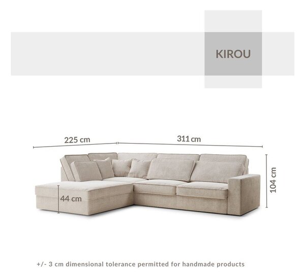 Svetlohnedá ženilková rohová pohovka (ľavý roh/do L) Kirou – Maison de Rêve