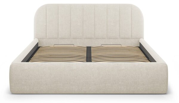 Krémovobiela čalúnená dvojlôžková posteľ s úložným priestorom s roštom 160x200 cm Juno – Windsor & Co Sofas