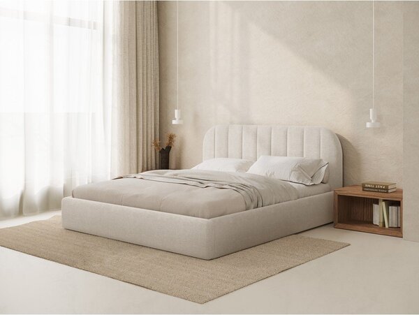 Krémovobiela čalúnená dvojlôžková posteľ s úložným priestorom s roštom 160x200 cm Juno – Windsor & Co Sofas