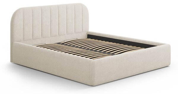 Krémovobiela čalúnená dvojlôžková posteľ s úložným priestorom s roštom 160x200 cm Juno – Windsor & Co Sofas
