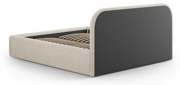 Krémovobiela čalúnená dvojlôžková posteľ s úložným priestorom s roštom 160x200 cm Juno – Windsor & Co Sofas