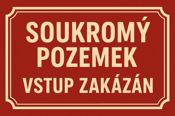 Plechová ceduľa Soukromý pozemek - Vstup zakázán 2 - Plechová tabuľa