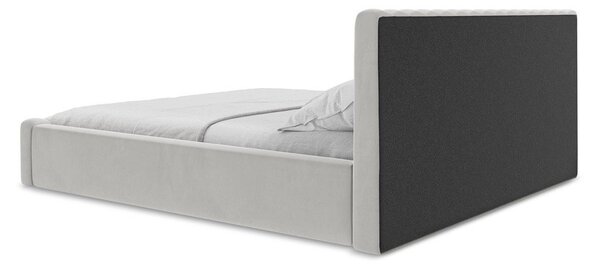 Čalúnená dvojlôžková posteľ s úložným priestorom s roštom 140x200 cm v striebornej farbe Lemi – Makamii
