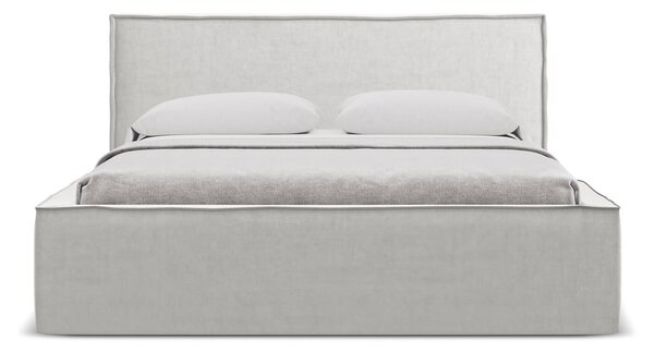 Svetlosivá čalúnená dvojlôžková posteľ s úložným priestorom s roštom 140x200 cm Anani – Makamii