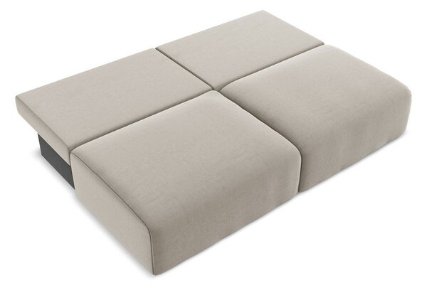 Taupe zamatová rozkladacia/s úložným priestorom pohovka 216 cm Kalena – Makamii