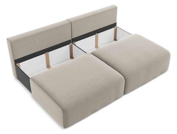 Taupe zamatová rozkladacia/s úložným priestorom pohovka 216 cm Kalena – Makamii