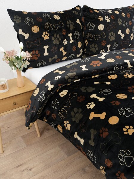 Obliečky mikroplyš Exclusive – Psie labky čierne