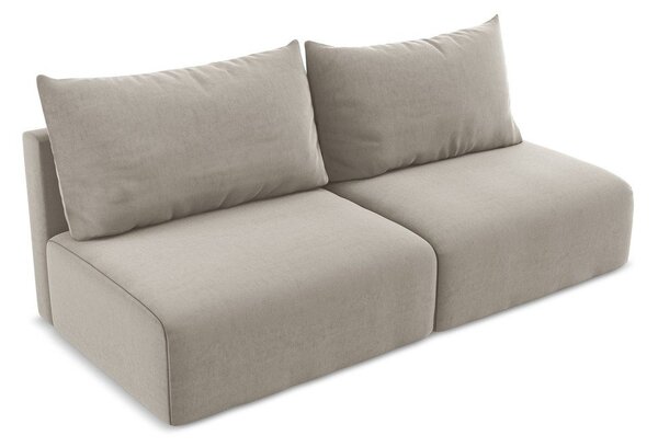 Taupe zamatová rozkladacia/s úložným priestorom pohovka 216 cm Kalena – Makamii