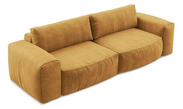 Ženilková rozkladacia pohovka v horčicovej farbe 275 cm Kuki – Makamii