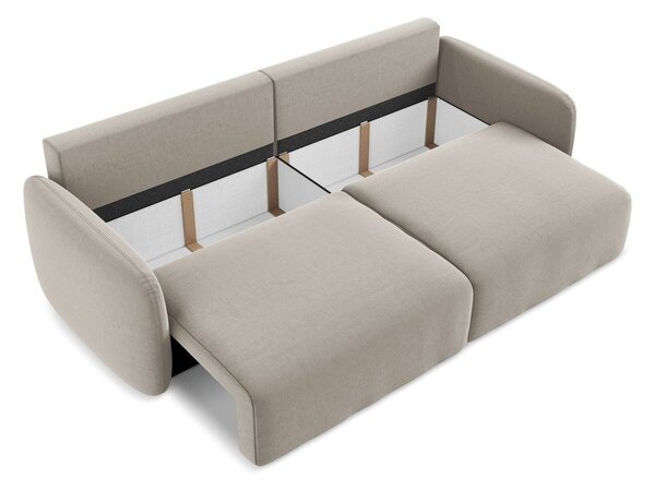Taupe zamatová rozkladacia/s úložným priestorom pohovka 238 cm Kalena – Makamii