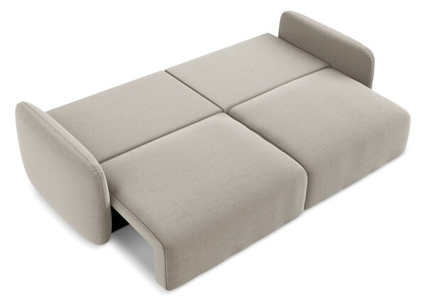 Taupe zamatová rozkladacia/s úložným priestorom pohovka 238 cm Kalena – Makamii
