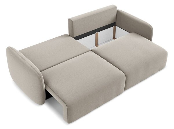Taupe zamatová rozkladacia/s úložným priestorom pohovka 238 cm Kalena – Makamii