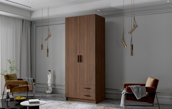Šatníková skriňa ADA I 80 cm - orech/čierne úchytky
