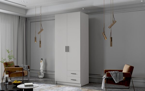 Šatníková skriňa ADA I 80 cm - biela / čierne úchytky