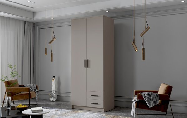 Šatníková skriňa ADA I 80 cm - béžová/čierne úchytky