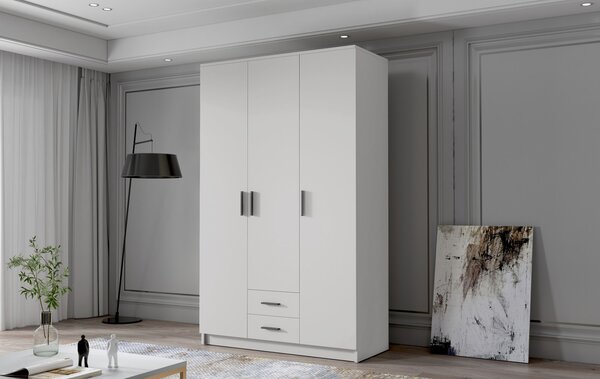 Šatníková skriňa ADA I 120 cm - biela / čierne úchytky