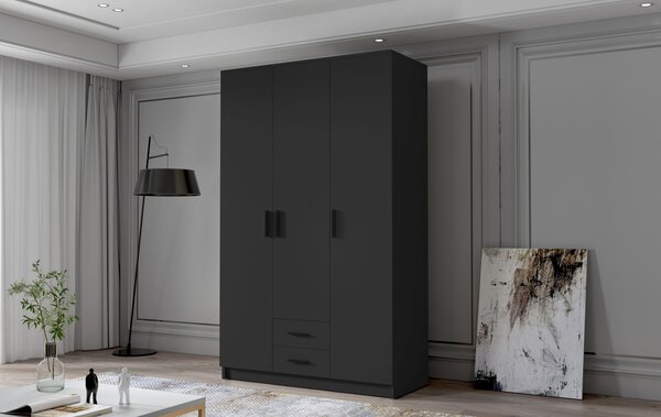 Šatníková skriňa ADA I 120 cm - čierna / čierne úchytky