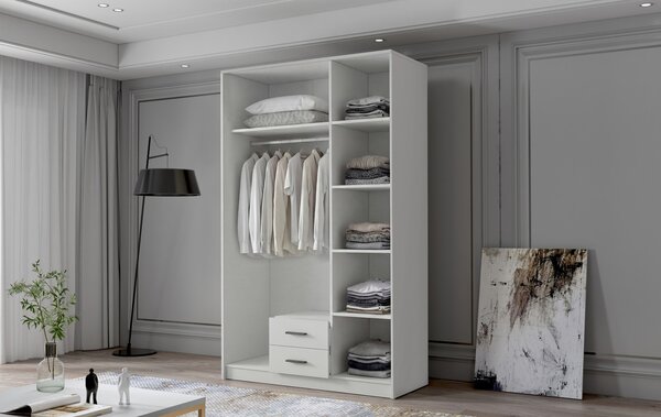 Šatníková skriňa ADA II 120 cm - biela / čierne úchytky