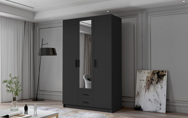 Šatníková skriňa ADA II 120 cm - čierna / čierne úchytky