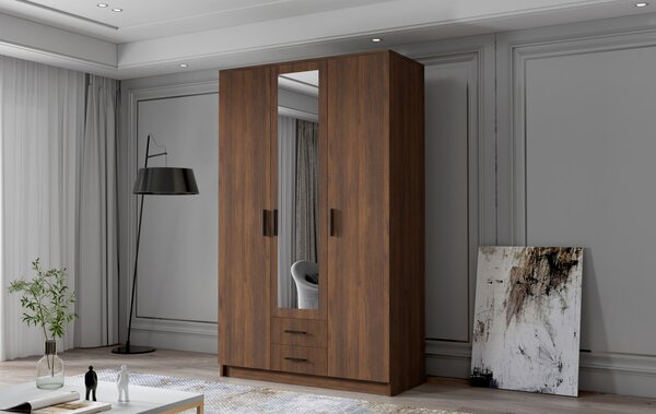 Šatníková skriňa ADA II 120 cm - orech / čierne úchytky