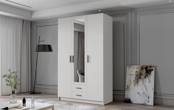 Šatníková skriňa ADA II 120 cm - biela / čierne úchytky