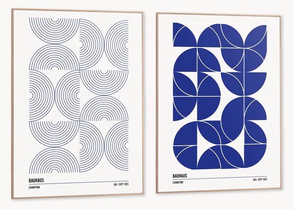 Nástenné dekorácie v rámoch Bauhaus Shapes, 2 ks