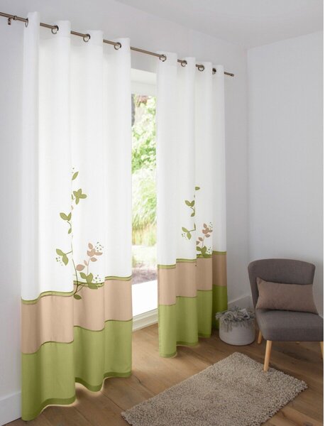 Voálová záclona s potlačou Orchidea, zakončená očkami